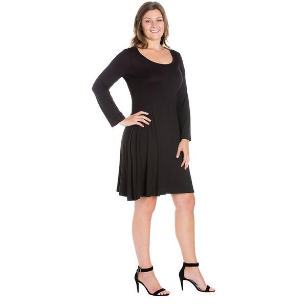 Plus Size 24/7 Comfort Apparel Long Sleeve Classic A-Line Dress alternate view