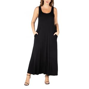 Plus Size 24/7 Comfort Apparel Sleeveless Maxi Dress with Pockets
