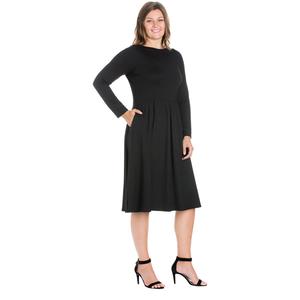 Plus Size 24/7 Comfort Apparel Long Sleeve Fit & Flare Dress alternate view