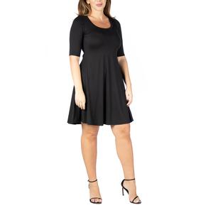 Plus Size 24/7 Comfort Apparel Elbow Sleeve A-Line Dress alternate view