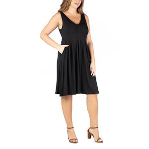 Plus Size 24/7 Comfort Apparel Pleat Pocket Fit & Flare Dress alternate view