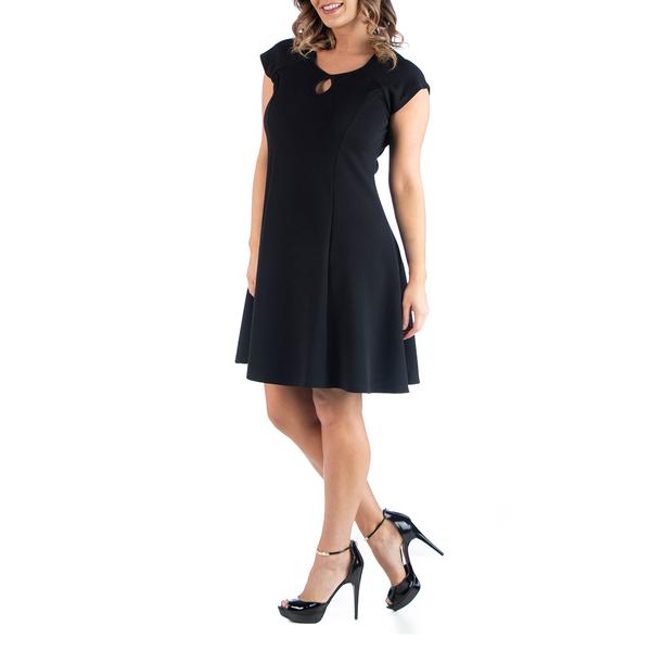 Plus Size 24/7 Comfort Apparel Cap Sleeve Solid A-Lined Dress alternate view