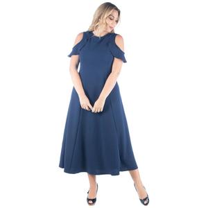 Plus Size 24/7 Comfort Apparel Cold Shoulder A-Line Dress