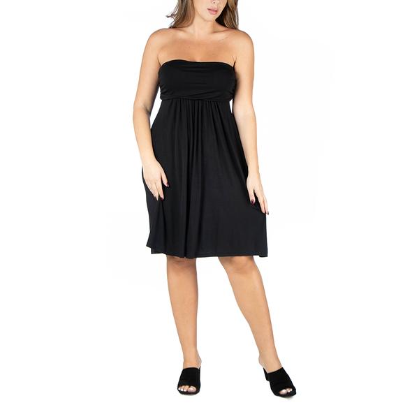 Plus Size 24/7 Comfort Apparel Strapless Mini Empire Waist Dress