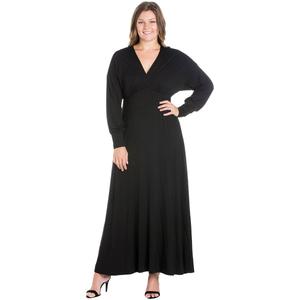 Plus Size 24/7 Comfort Apparel V-Neckline Empire Waist Dress