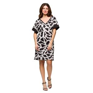 Womens 24/7 Comfort Apparel Black/White Knee Length Shift Dress alternate view