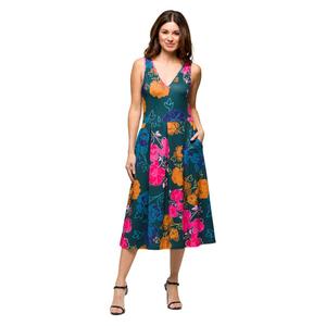 Womens 24/7 Comfort Apparel Floral Fit & Flare Dress