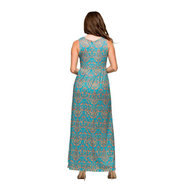 Womens 24/7 Comfort Apparel Sky Blue Sleeveless V-Neck Maxi Dress alternate view