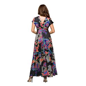 Womens 24/7Comfort Apparel Black Paisley Empire Waist Maxi Dress alternate view