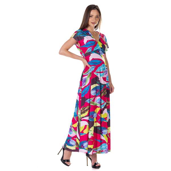 Womens 24/7 Comfort Apparel Tropical Empire Waist Maxi Dress alternate view