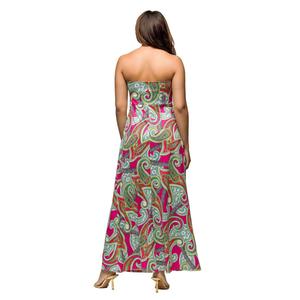 Womens 24/7 Comfort Apparel Pink Paisley Strapless Maxi Dress alternate view