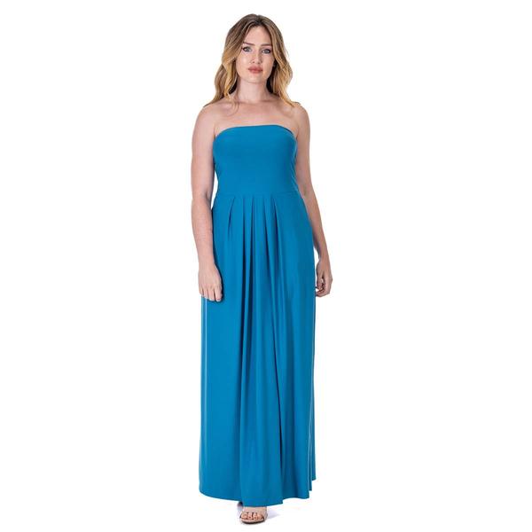 Womens 24/7 Comfort Apparel A-Line Strapless Maxi Dress