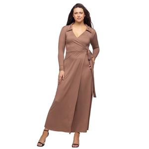 Womens 24/7 Comfort Apparel Comfortable Collared Wrap Dress