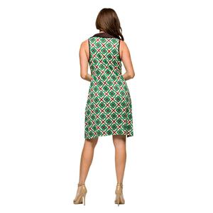Womens 24/7 Comfort Apparel Brown & Green Collared Shift Dress alternate view