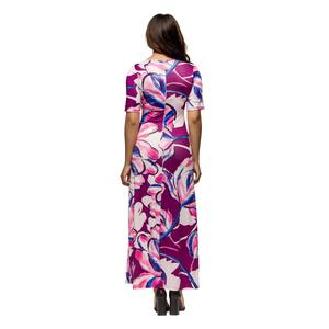 Womens 24/7 Comfort Apparel Purple Floral A-Line Maxi Dress alternate view