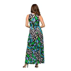 Womens 24/7 Comfort Apparel Blue Butterfly A-Line Maxi Dress alternate view