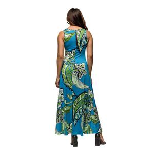 Womens 24/7 Comfort Apparel Blue Paisley A-Line Maxi Dress alternate view