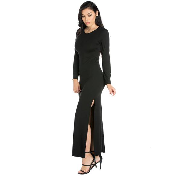 Womens 24/7 Comfort Apparel Long Sleeve Side Slit Maxi Dress alternate view