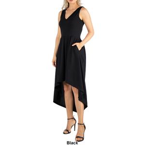 Womens 24/7 Comfort Apparel Sleeveless V Neck High Low Dress alternate view