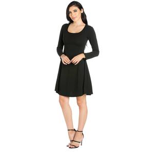 Womens 24/7 Comfort Apparel Long Sleeve Solid Fit & Flare Dress alternate view