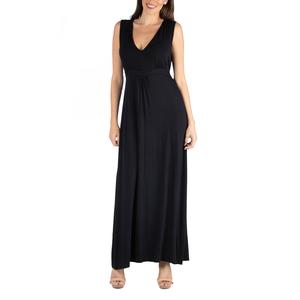 Womens 24/7 Comfort Apparel Sleeveless V Neck Solid Maxi Dress