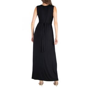 Womens 24/7 Comfort Apparel Sleeveless V Neck Solid Maxi Dress alternate view