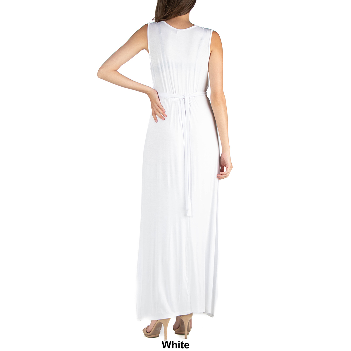 Womens 24/7 Comfort Apparel Sleeveless Maxi Dress With Belt