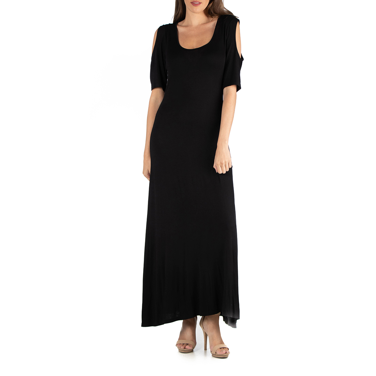 Womens 24/7 Comfort Apparel  Open Shoulder A-Line Dress