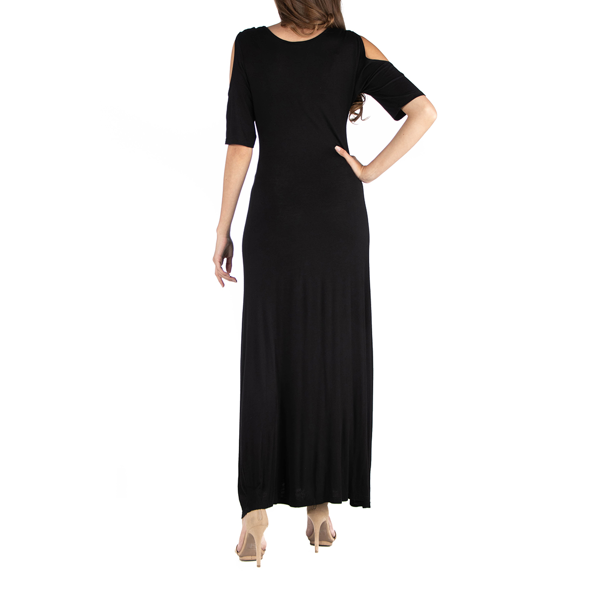 Womens 24/7 Comfort Apparel  Open Shoulder A-Line Dress