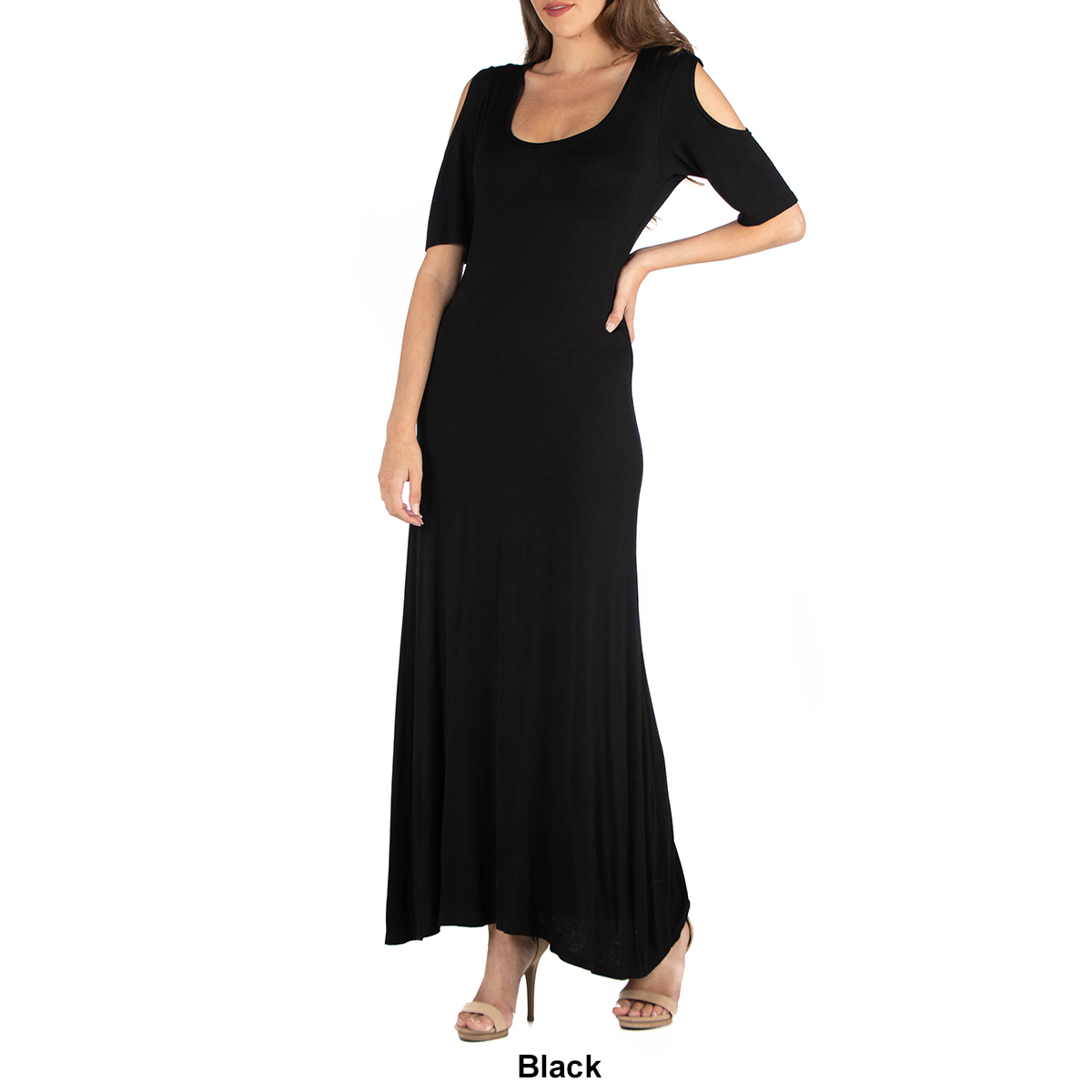 Womens 24/7 Comfort Apparel  Open Shoulder A-Line Dress