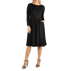 Womens 24/7 Comfort Apparel Long Sleeve Fit & Flare Dress