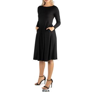 Womens 24/7 Comfort Apparel Long Sleeve Fit & Flare Dress alternate view