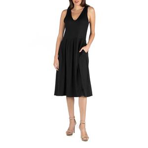 Womens 24/7 Comfort Apparel Sleeveless Solid Fit & Flare Dress