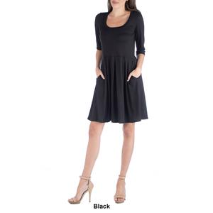 Womens 24/7 Comfort Apparel Elbow Sleeve Pocket A-Line Dress alternate view