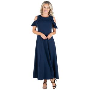 Womens 24/7 Comfort Apparel Cold Shoulder A-Line Dress