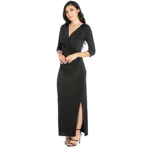 Womens 24/7 Comfort Apparel 3/4 Sleeve Drape Front Wrap Dress alternate view
