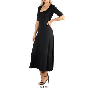 Womens 24/7 Comfort Apparel Elbow Sleeve Scoop Neck Maxi Dress alternate view