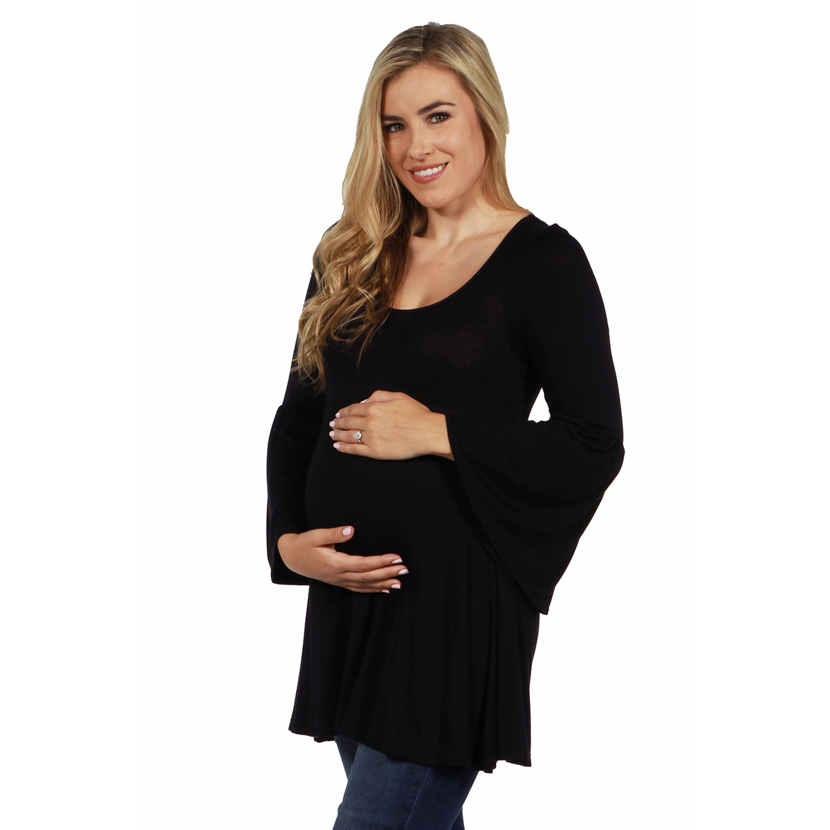 Plus Size 24/7 Comfort Apparel Bell Sleeve Tunic  Maternity Top