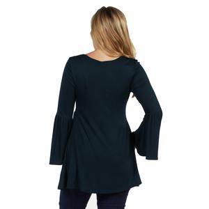 Plus Size 24/7 Comfort Apparel Bell Sleeve Flared Maternity Top alternate view