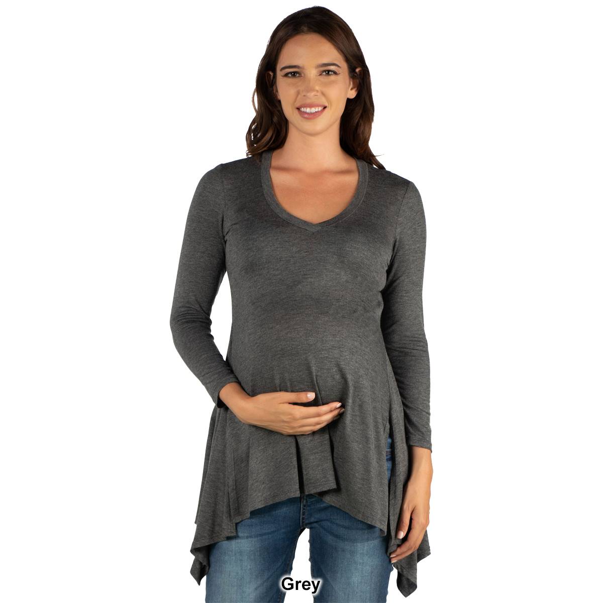 Plus Size 24/7Comfort Apparel Split Hemline Maternity Tunic Top