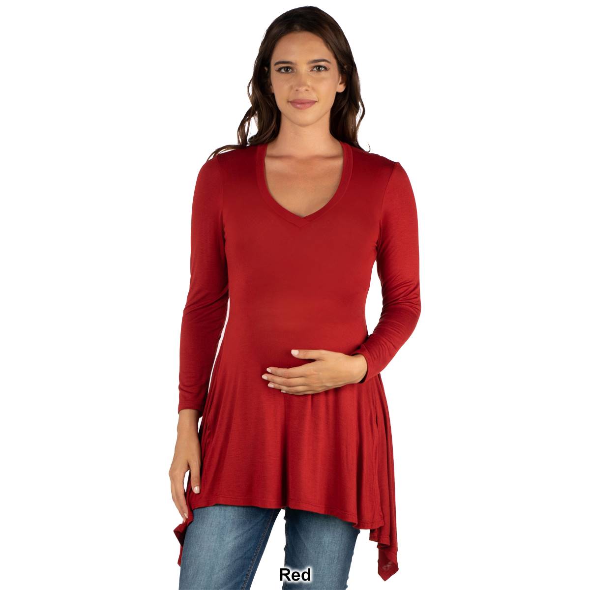 Plus Size 24/7Comfort Apparel Split Hemline Maternity Tunic Top