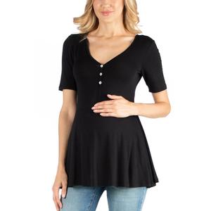 Plus Size 24/7 Comfort Apparel Maternity Tunic Top with Buttons