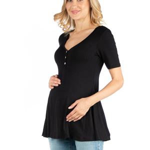 Plus Size 24/7 Comfort Apparel Maternity Tunic Top with Buttons alternate view