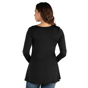 Plus Size 24/7 Comfort Apparel Flared Henley Tunic Maternity Top alternate view