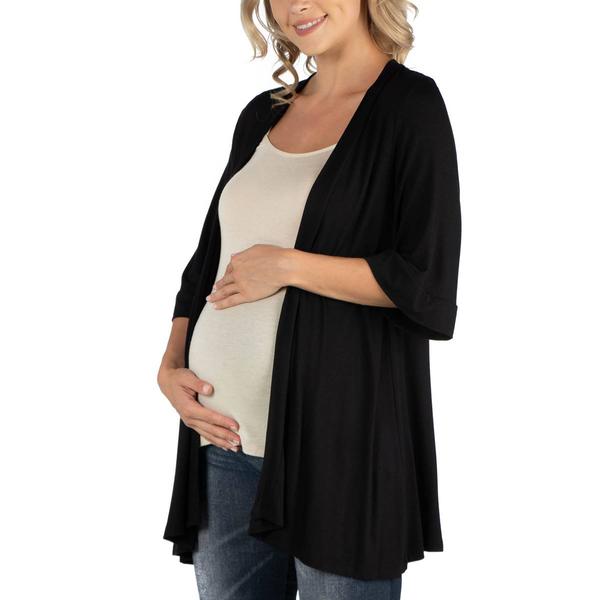 Plus Size 24/7 Comfort Apparel Open Front Maternity Cardigan alternate view