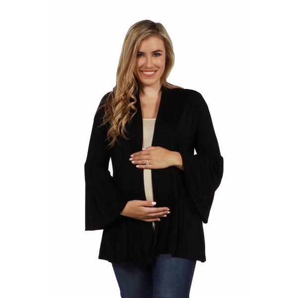 Plus Size 24/7 Comfort Apparel Bell Flared Maternity Cardigan