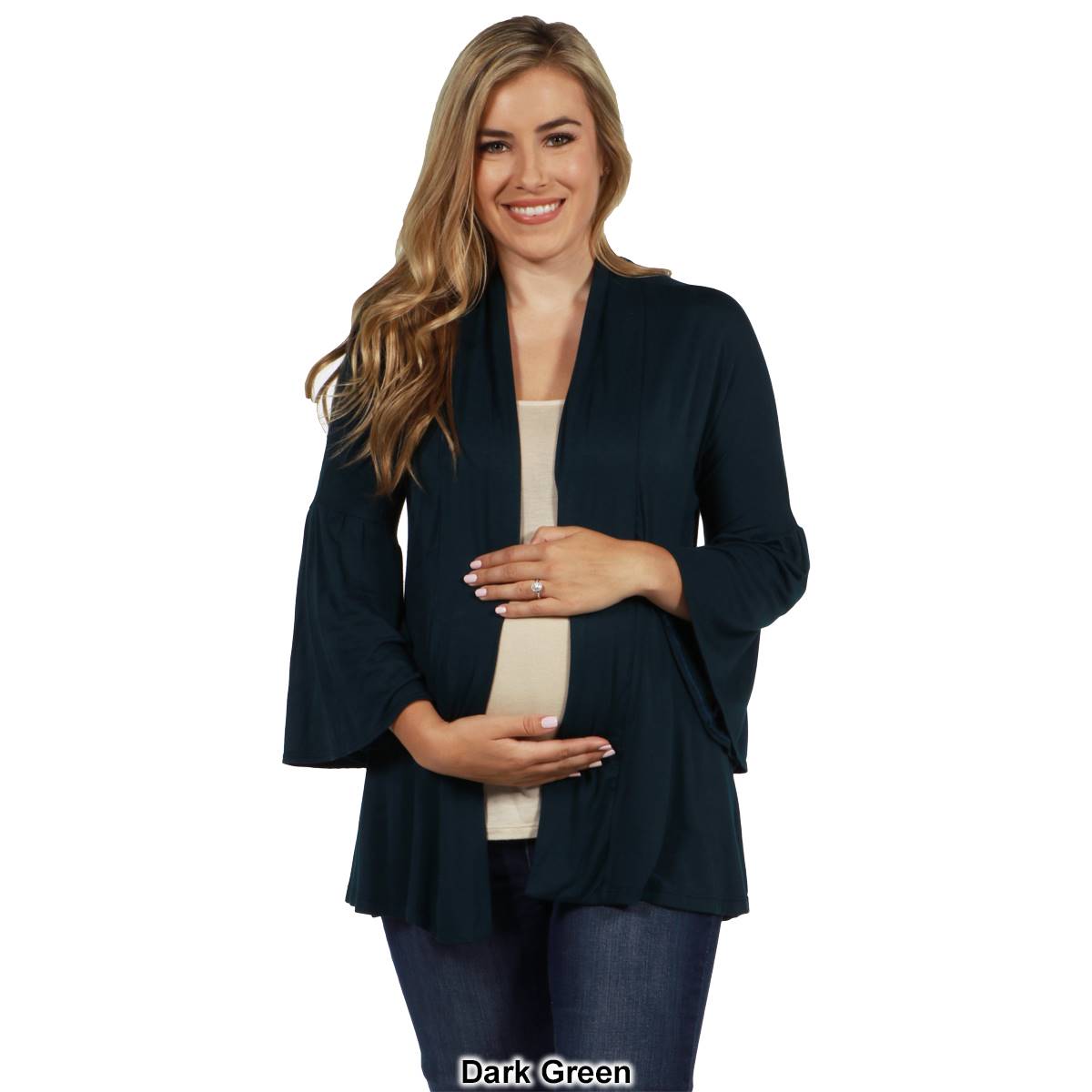 Plus Size 24/7 Comfort Apparel Bell Flared Maternity Cardigan