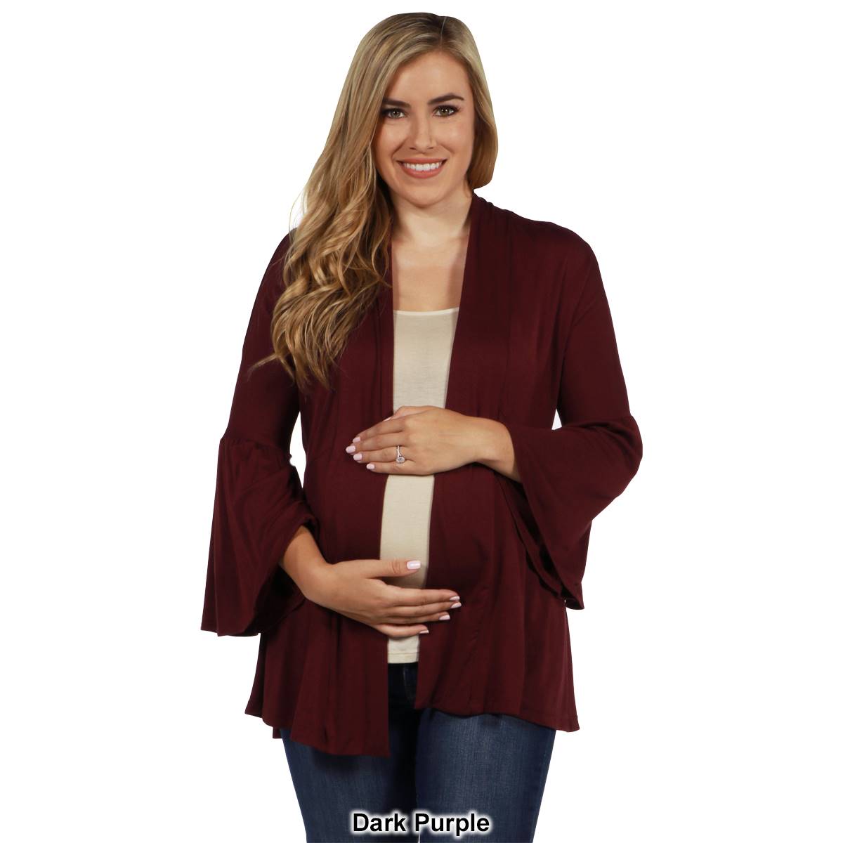 Plus Size 24/7 Comfort Apparel Bell Flared Maternity Cardigan