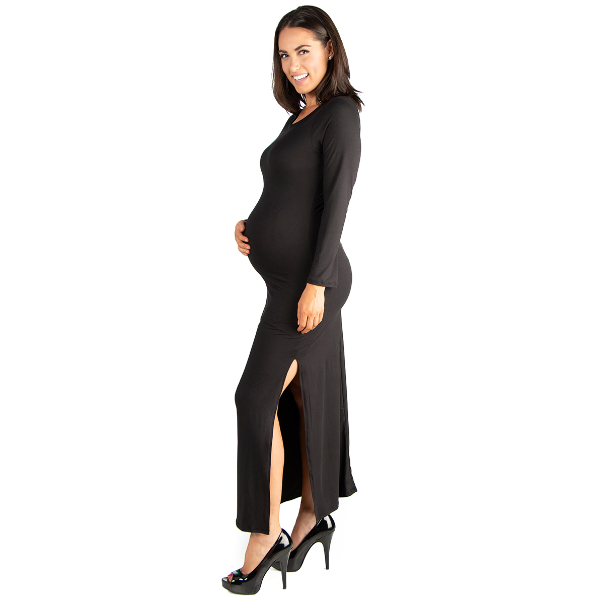 Plus Size 24/7 Comfort Apparel Long Sleeve Maternity Sheath Dress