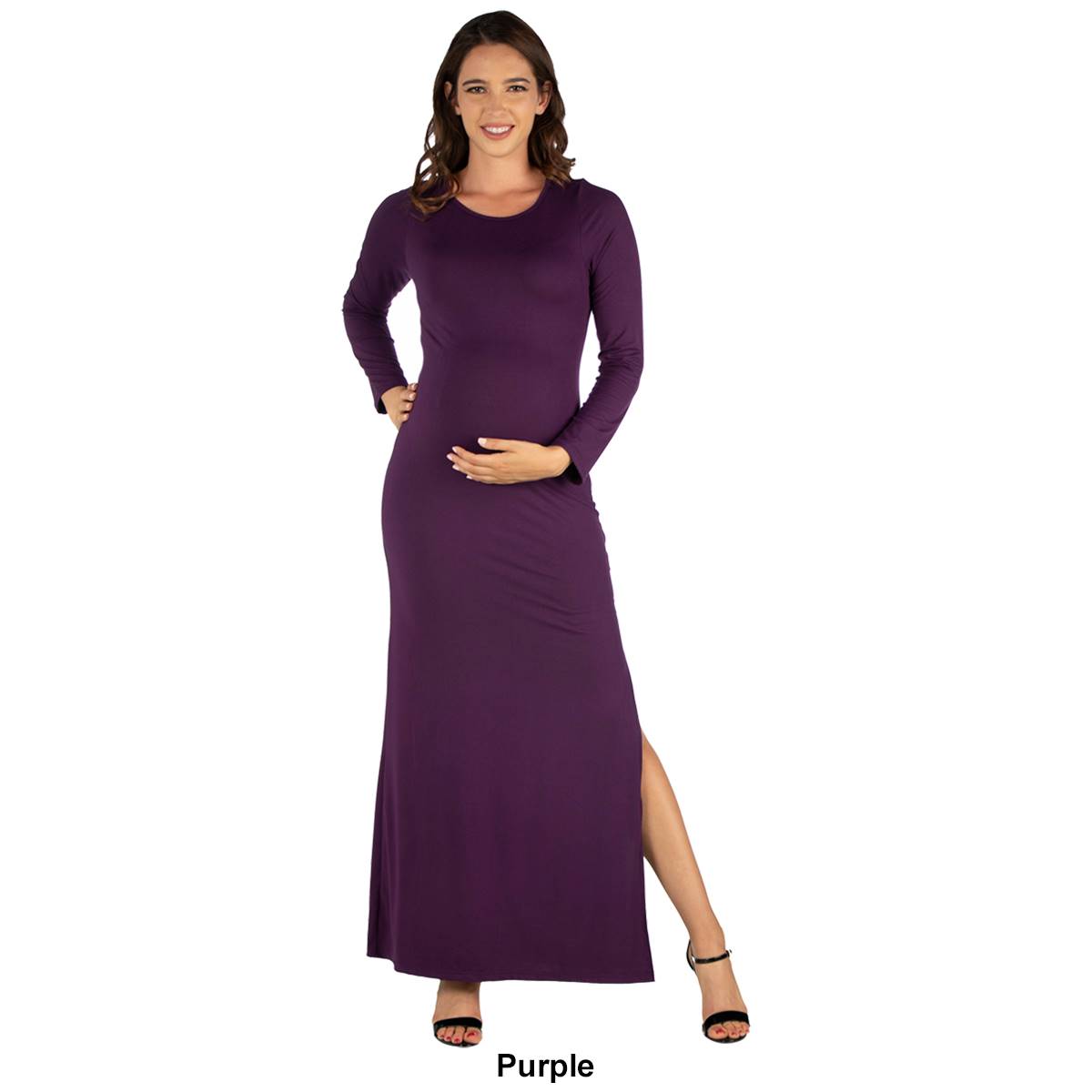 Plus Size 24/7 Comfort Apparel Long Sleeve Maternity Sheath Dress